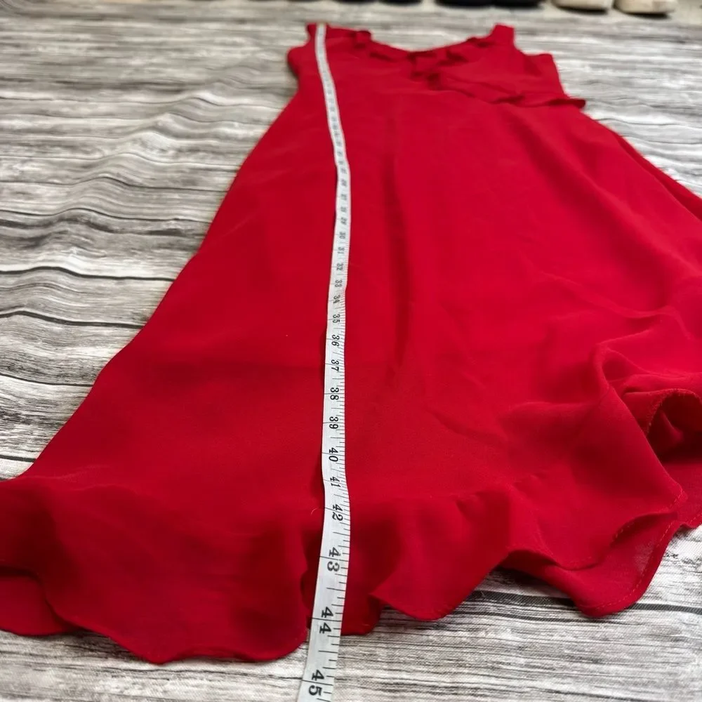 VTG 90s Breakin Loose Women's Red Faux Wrap Dress Mini Ruffle 9/10 - Picture 11 of 13